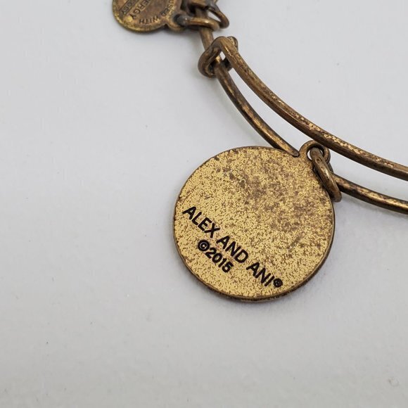 Alex and Ani Bangle Bracelet Charm Gold Tone Om Ch - Picture 6 of 9